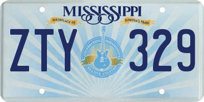 MS license plate ZTY329