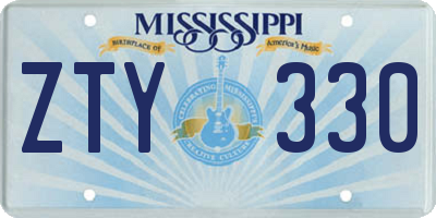 MS license plate ZTY330