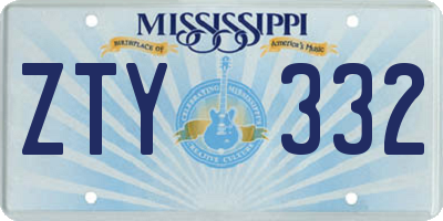 MS license plate ZTY332