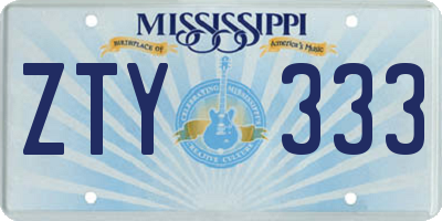 MS license plate ZTY333