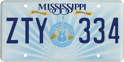 MS license plate ZTY334