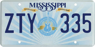 MS license plate ZTY335