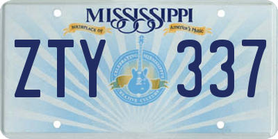 MS license plate ZTY337