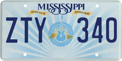 MS license plate ZTY340