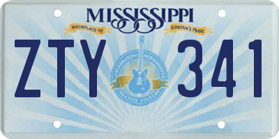 MS license plate ZTY341