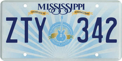 MS license plate ZTY342