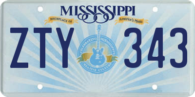 MS license plate ZTY343