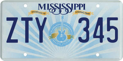 MS license plate ZTY345