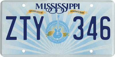MS license plate ZTY346