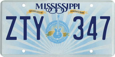MS license plate ZTY347