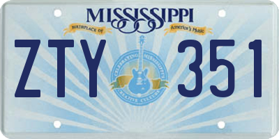 MS license plate ZTY351