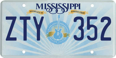 MS license plate ZTY352