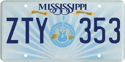 MS license plate ZTY353