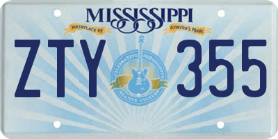 MS license plate ZTY355