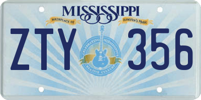 MS license plate ZTY356
