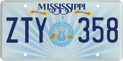MS license plate ZTY358