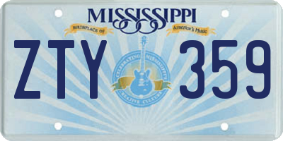 MS license plate ZTY359