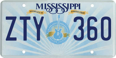 MS license plate ZTY360