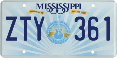 MS license plate ZTY361