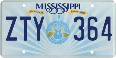 MS license plate ZTY364