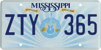 MS license plate ZTY365
