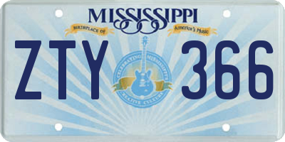 MS license plate ZTY366