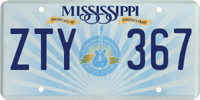 MS license plate ZTY367