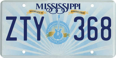 MS license plate ZTY368