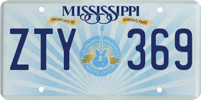 MS license plate ZTY369