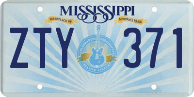 MS license plate ZTY371