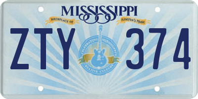 MS license plate ZTY374