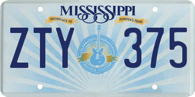 MS license plate ZTY375