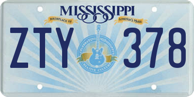 MS license plate ZTY378