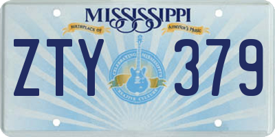 MS license plate ZTY379