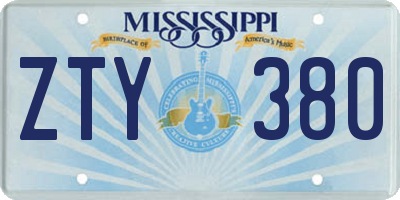 MS license plate ZTY380
