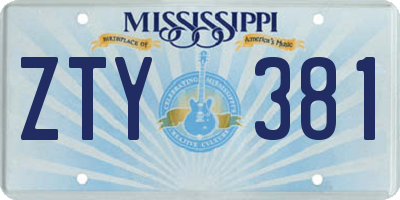 MS license plate ZTY381