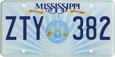 MS license plate ZTY382
