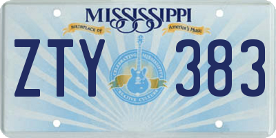 MS license plate ZTY383