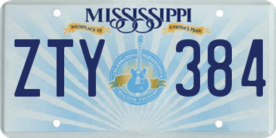 MS license plate ZTY384