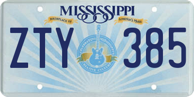 MS license plate ZTY385