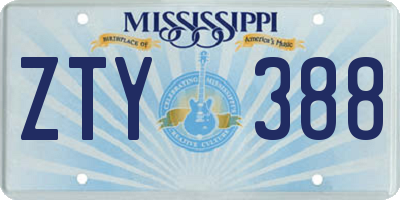 MS license plate ZTY388