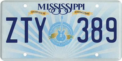 MS license plate ZTY389