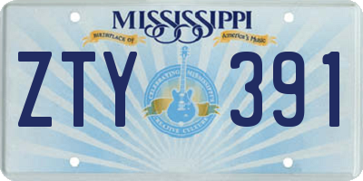 MS license plate ZTY391
