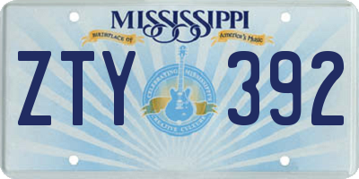 MS license plate ZTY392