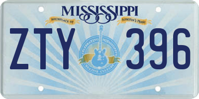 MS license plate ZTY396