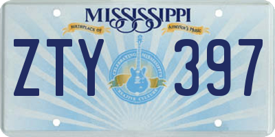 MS license plate ZTY397