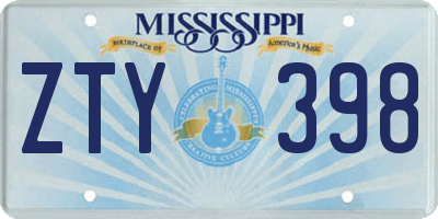 MS license plate ZTY398