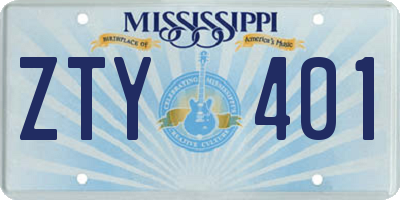 MS license plate ZTY401