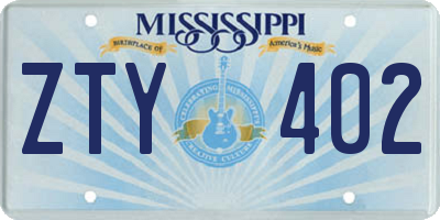 MS license plate ZTY402