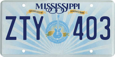 MS license plate ZTY403